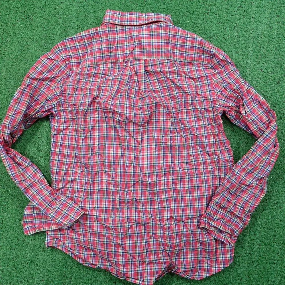 Polo Ralph Lauren Shirt Boys Medium 10-12 Red Plaid Button Down Long Sleeve Pony